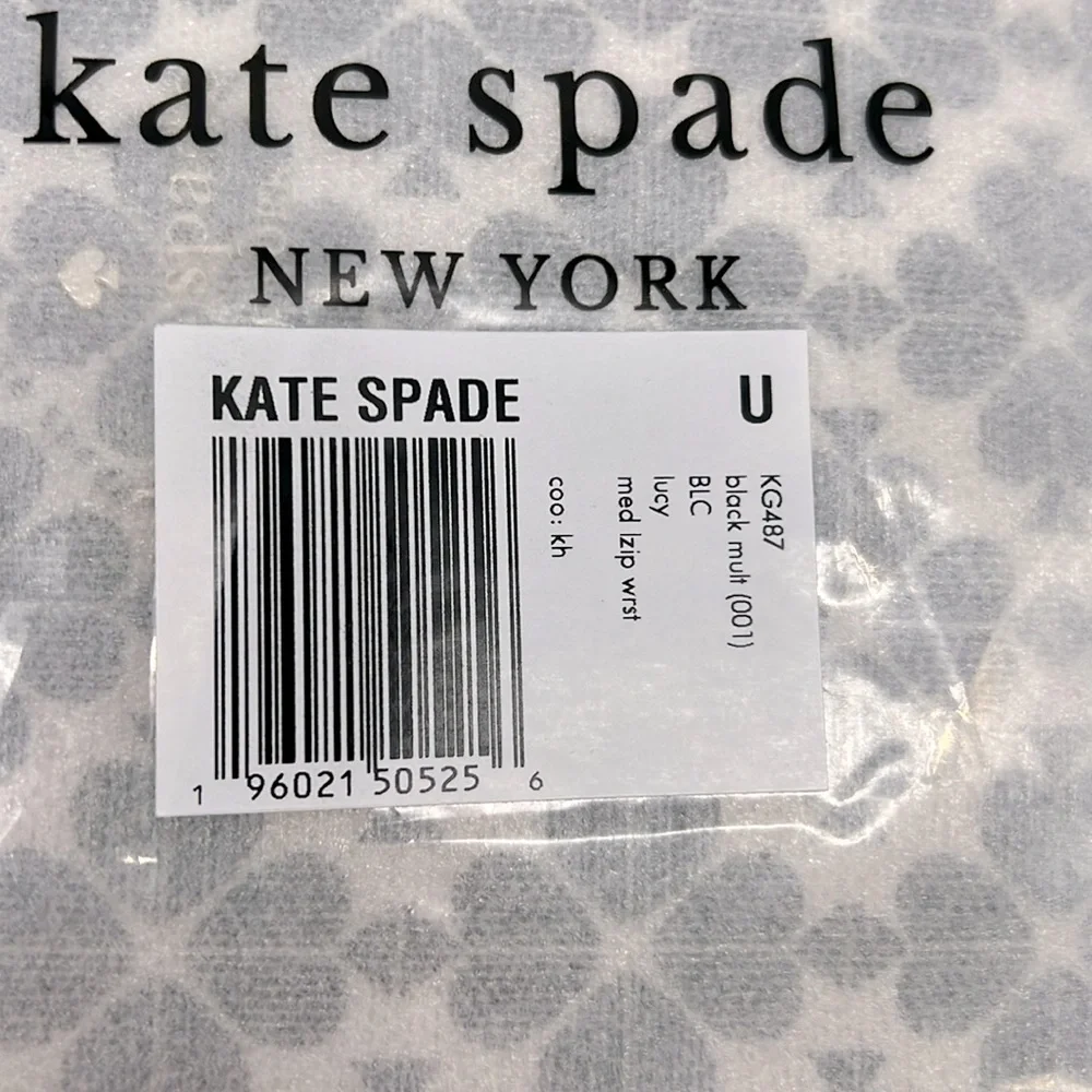 Kate Spade Lucy Spade Flower Medium L-zip Wristlet Black Multi